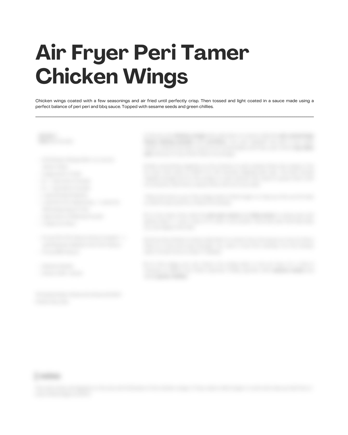 74. Air Fryer Peri Tamer Chicken Wings e-Recipe