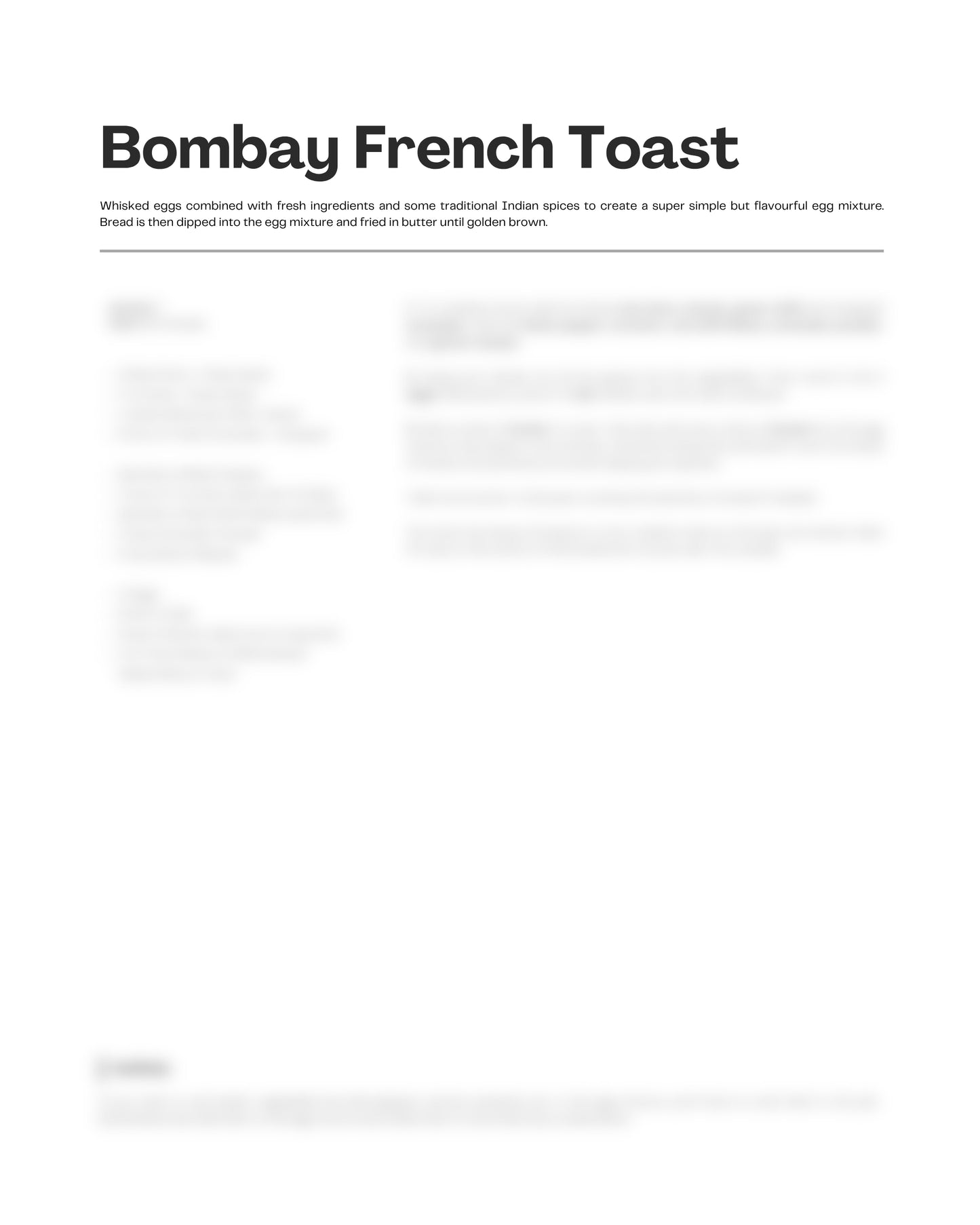 82. Bombay French Toast e-Recipe