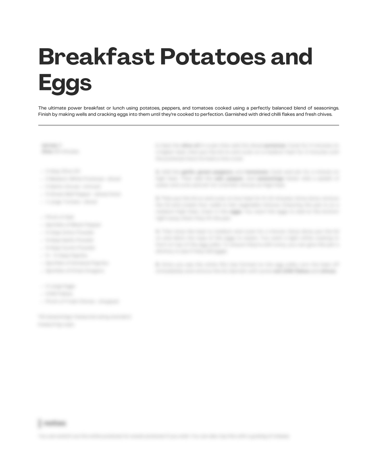 50. Breakfast Potatoes and Eggs e-Recipe