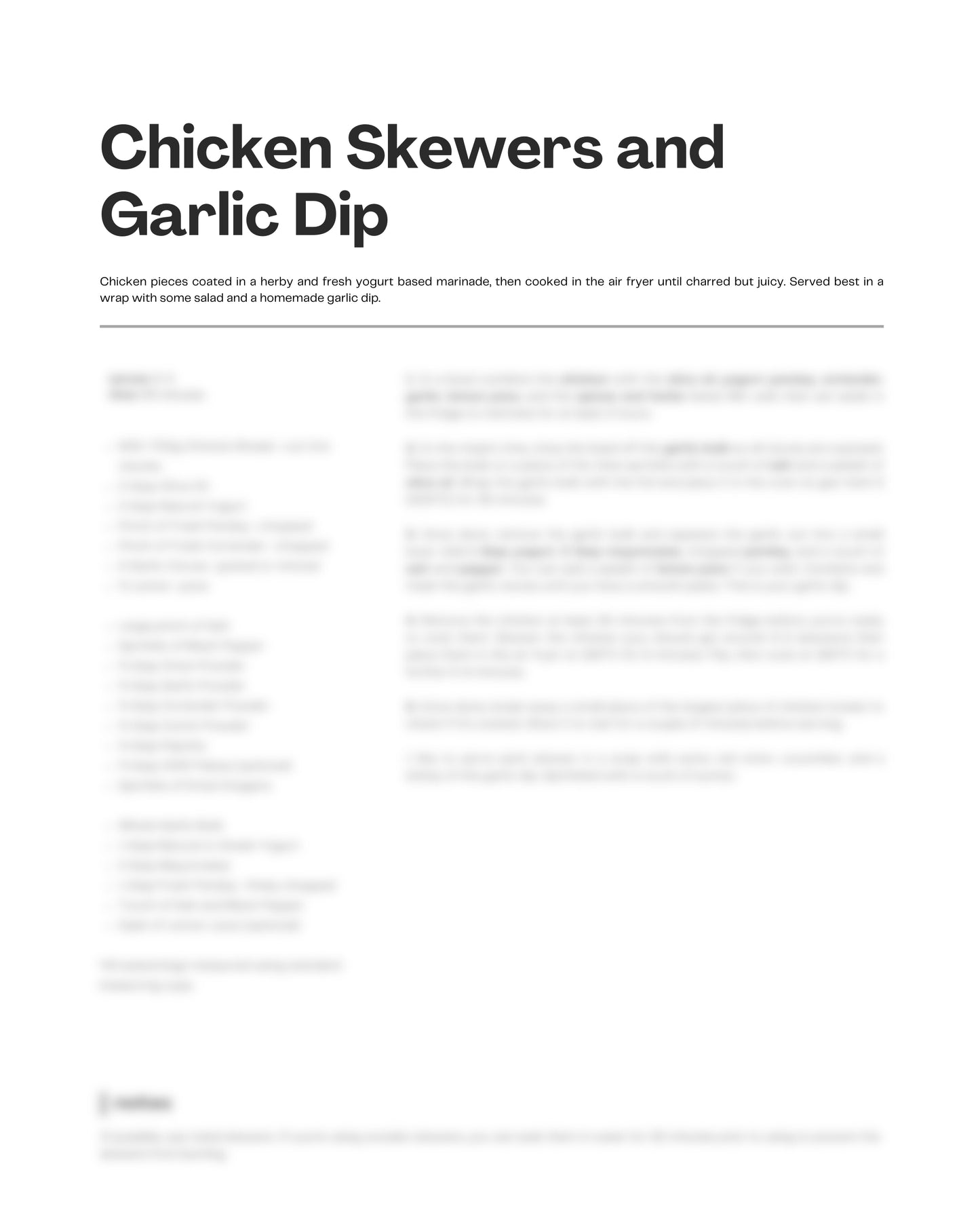 39. Chicken Skewers and Garlic Dip e-Recipe