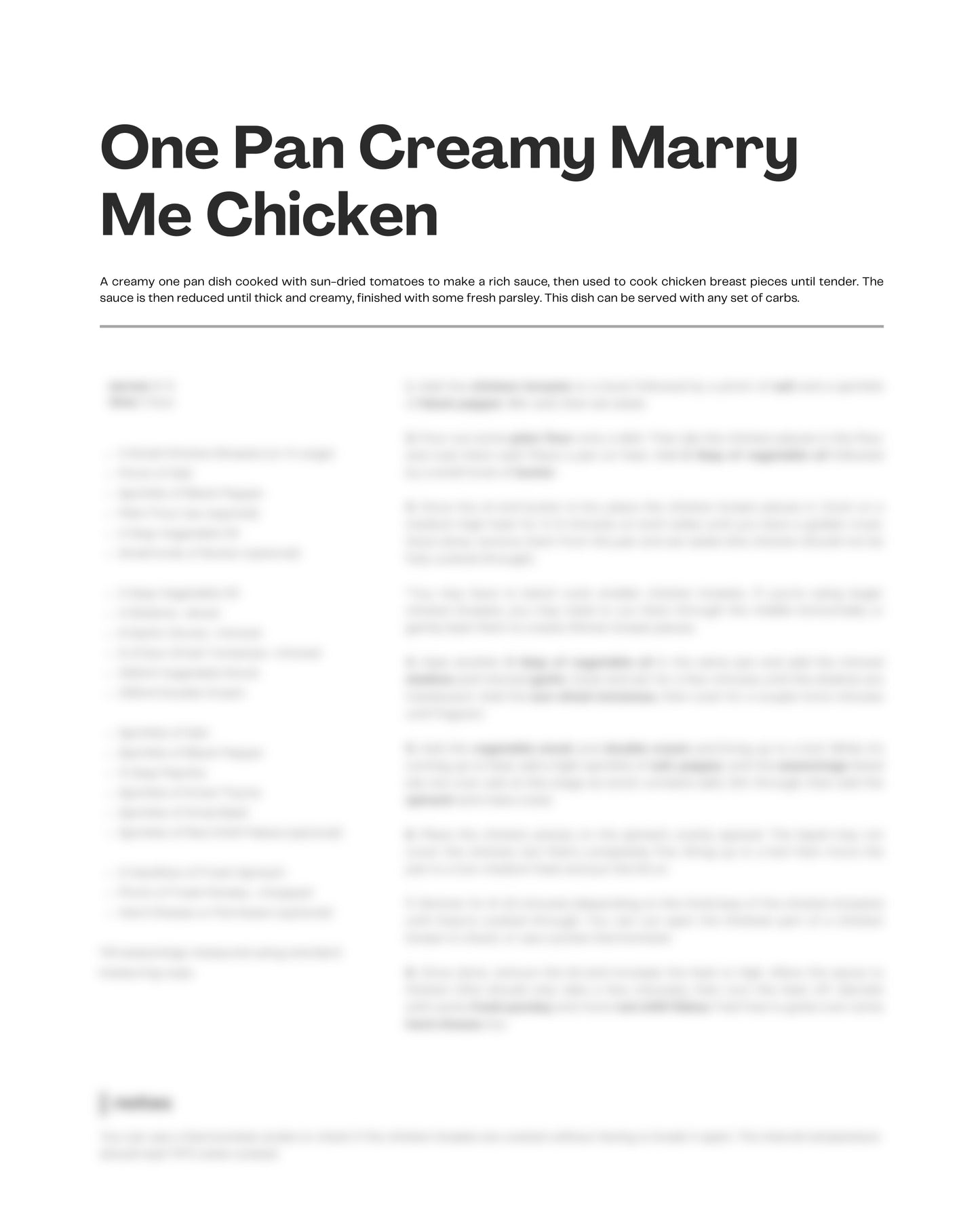 42. One Pan Marry Me Chicken e-Recipe