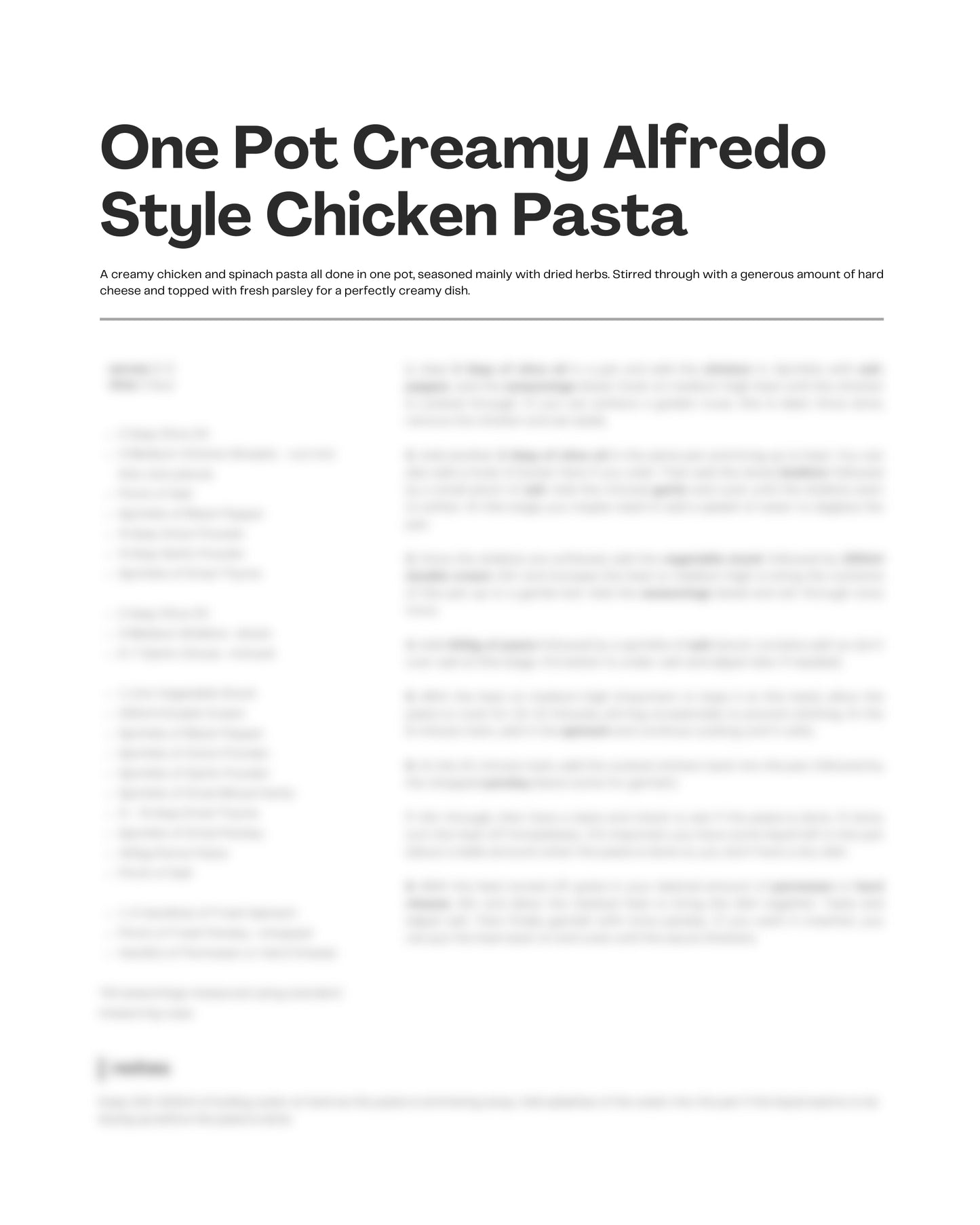 28. One Pot Creamy Alfredo Style Chicken Pasta e-Recipe