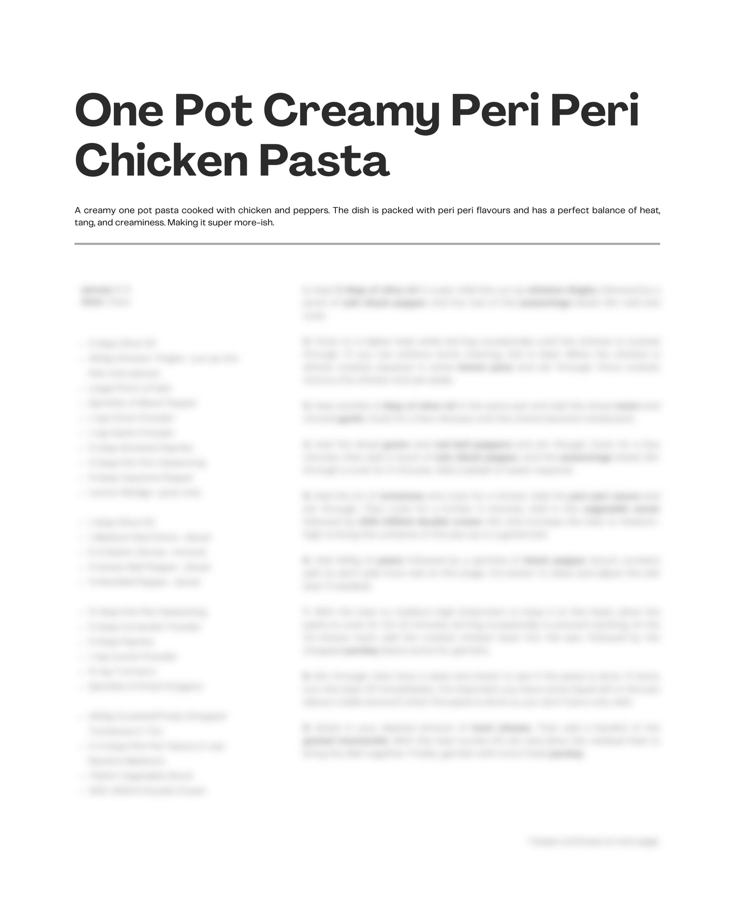 70. One Pot Creamy Peri Peri Chicken Pasta e-Recipe