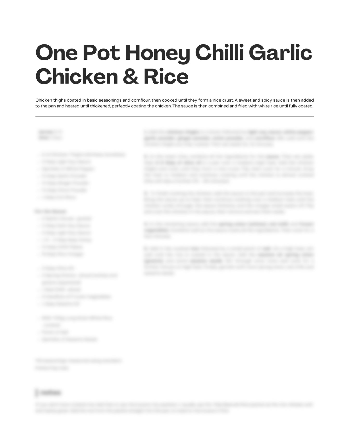 62. One Pot Honey Chilli Garlic Chicken & Rice e-Recipe