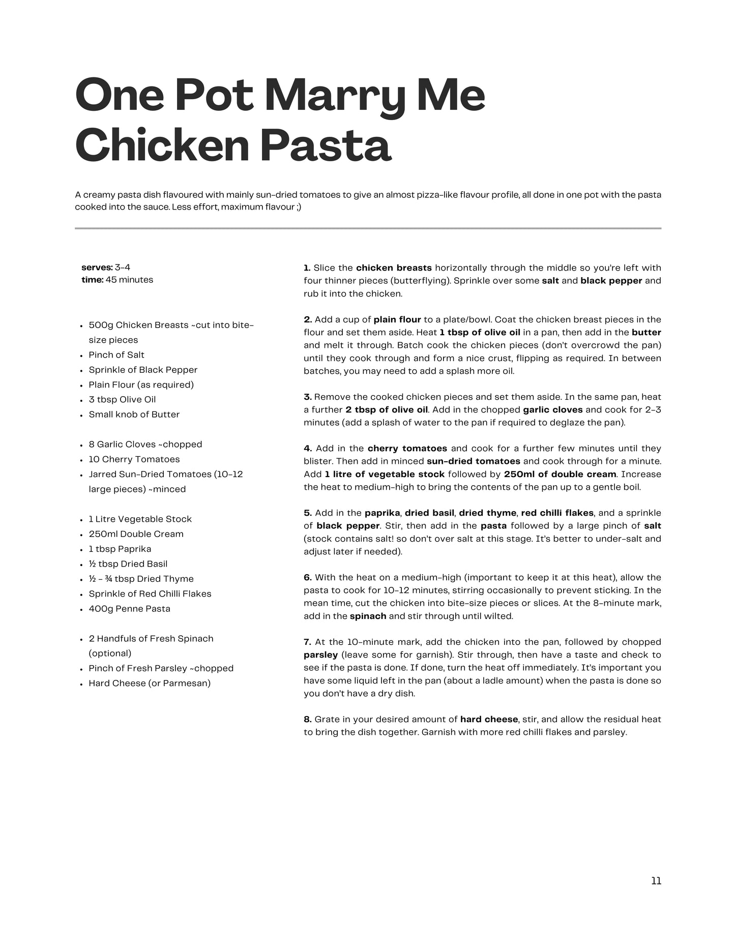 One Pot Pasta Mini e-Book