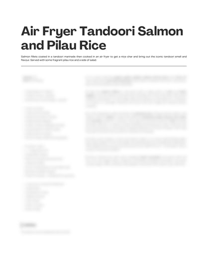 91. Air Fryer Tandoori Salmon and Pilau Rice e-Recipe