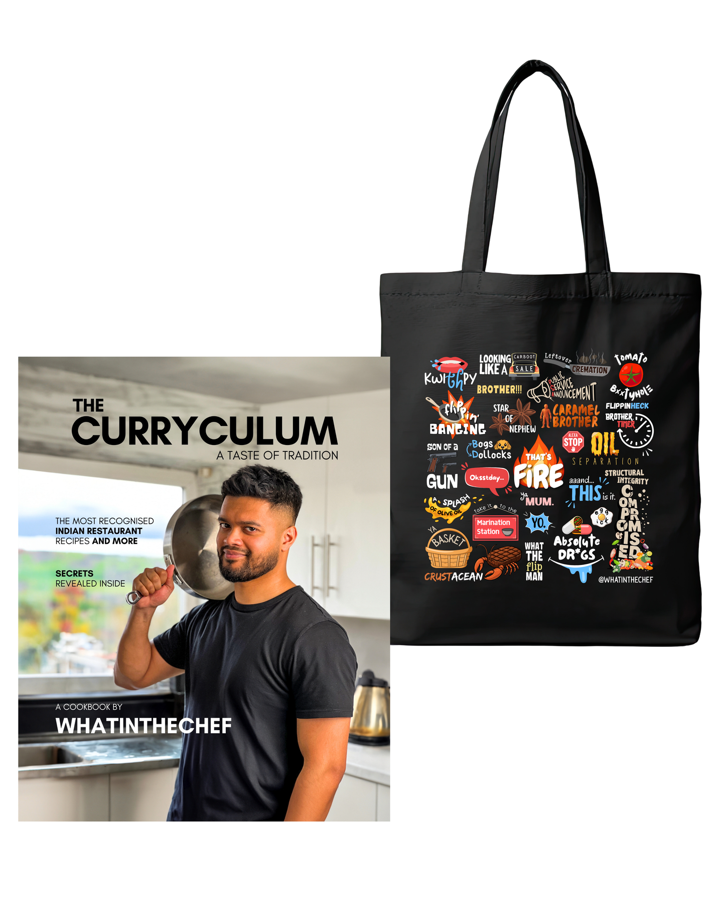 (BUNDLE) The Curryculum (Paperback) + WhatInTheChef Tote