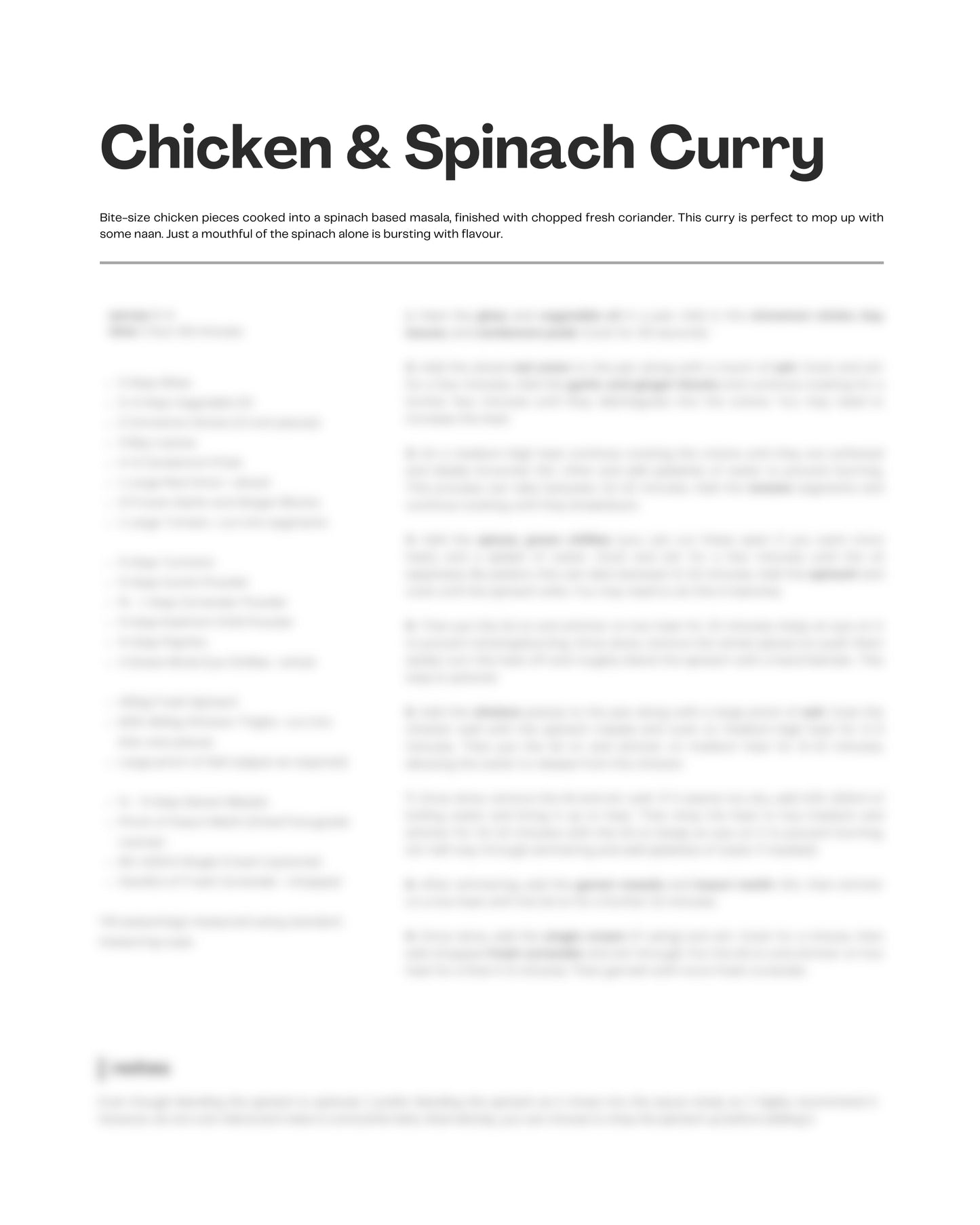 25. Chicken and Spinach Curry e-Recipe