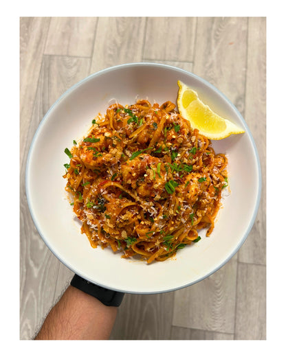 45. One Pot Spicy Tomato Prawn Linguine e-Recipe